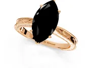 Solitaire Engagement Ring Setting for Fancy Black Marquise Center with Engraved Milgrain Band and Prong Head in Rose Gold