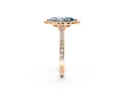 Halo Engagement Ring Setting for Fancy Blue Marquise Center with Pave Accents, Heart Basket and Prong Head in Rose Gold