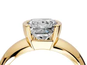 Tension Engagement Ring Setting for Princess Cut Center with Wide Flat Band and Tension Head in Yellow Gold