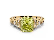 Solitaire Engagement Ring Setting for Fancy Yellow Radiant Cut Center with Filigree Band and Prong Head in Yellow Gold