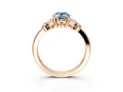 Solitaire Engagement Ring Setting for Fancy Blue Oval Center with Marquise Flower Shoulders and Prong Head in Rose Gold