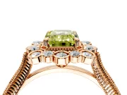 Milgrain Halo Engagement Ring Setting for Fancy Yellow Emerald Cut Center with Bezel Point Accents and Prong Head in Rose Gold
