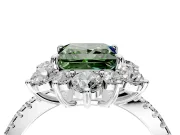 Floral Halo Engagement Ring Setting for Fancy Green Princess Cut Center with Pave Accents and Prong Head in White Gold