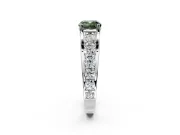Solitaire Engagement Ring Setting for Fancy Green Cushion Cut Center with Graduated Shared Prongs and Prong Head in Sterling Silver