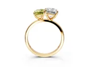 Fancy Yellow Emerald Cut and Emerald Cut Lab-Grown Diamond Toi et Moi Engagement Ring with Prong-Set Stones in Yellow Gold