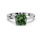 Solitaire Engagement Ring Setting for Fancy Green Cushion Cut Center with Plain Bypass Twist Band and Prong Head in Platinum