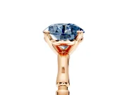 Solitaire Engagement Ring Setting for Fancy Blue Round Cut Center with Bamboo Band and Prong Head in Rose Gold