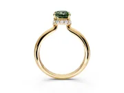 Hidden Halo Engagement Ring Setting for Fancy Green Radiant Cut Center with Plain Rounded Band and Prong Head in Yellow Gold