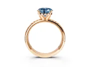 Solitaire Engagement Ring Setting for Fancy Blue Heart-Shaped Center with Milgrain X Pattern Band and Prong Head in Rose Gold