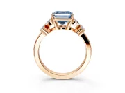Floral Engagement Ring Setting for Fancy Blue Asscher Cut Center with Marquise Cluster Shoulders and Prong Head in Rose Gold