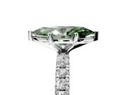 Solitaire Engagement Ring Setting for Fancy Green Marquise Center with Shared-Prong Accents and Prong Head in Sterling Silver