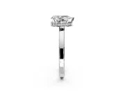 Hidden Halo Engagement Ring Setting for Pear-Shaped Center with Wide Flat Plain Band and Prong Head in Platinum