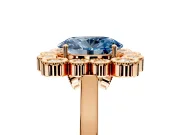 Cluster Halo Engagement Ring Setting for Fancy Blue Oval Center with Milgrain Bezel Accents and Prong Head in Rose Gold