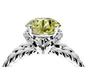 Halo Engagement Ring Setting for Fancy Yellow Round Cut Center with Rope Twist Split Shank and Prong Head in Platinum