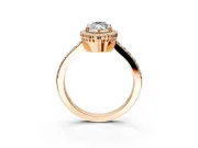 Halo Engagement Ring Setting for Marquise Center with Inner Milgrain Border and Prong Head in Rose Gold