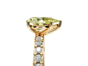 Solitaire Engagement Ring Setting for Fancy Yellow Pear-Shaped Center with Round Cut Pave Band and Prong Head in Yellow Gold