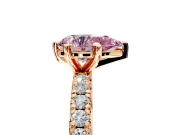 Solitaire Engagement Ring Setting for Fancy Pink Pear-Shaped Center with Shared-Prong Accents and Prong Head in Rose Gold