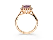 Starburst Halo Engagement Ring Setting for Fancy Pink Princess Cut Center with Thin Round-Wire Band and Prong Head in Rose Gold