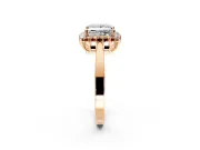 Starburst Halo Engagement Ring Setting for Princess Cut Center with Flat Cathedral Band and Prong Head in Rose Gold