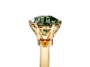 Solitaire Engagement Ring Setting for Fancy Green Round Cut Center with Plain Band and Tulip Prong Head in Yellow Gold