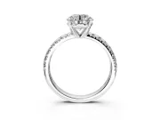 Solitaire Engagement Ring Setting for Round Cut Center with Large Accents and Prong Head in Sterling Silver