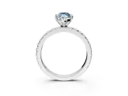 Solitaire Engagement Ring Setting for Fancy Blue Marquise Center with Fine Pave Band and Claw Prong Head in Platinum
