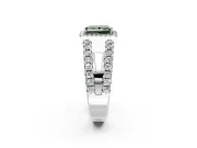 Halo Engagement Ring Setting for Fancy Green Princess Cut Center with Wide-Open Pave Split Shank and Prong Head in Sterling Silver