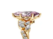 Solitaire Engagement Ring Setting for Fancy Pink Marquise Center with Marquise Accent Twist Band and Prong Head in Yellow Gold