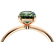 Solitaire Engagement Ring Setting for Fancy Green Emerald Cut Center with Straight Thin Band and Prong Head in Rose Gold