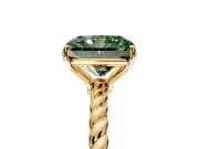 Solitaire Engagement Ring Setting for Fancy Green Radiant Cut Center with Plain Twisted Rope Band and Prong Head in Yellow Gold