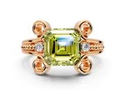 Solitaire Engagement Ring Setting for Fancy Yellow Asscher Cut Center with Twisted Band and Scroll Prong Head in Rose Gold