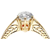 Split Shank Engagement Ring Setting for Marquise Center with Pave Split Shank and Prong Head in Yellow Gold