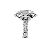 Floral Engagement Ring Setting for Radiant Cut Center with Pave Band and Floral Prong Head in Platinum