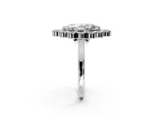 Cluster Halo Engagement Ring Setting for Marquise Center with Milgrain Bezel Accents and Prong Head in Platinum
