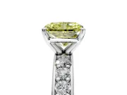 Solitaire Engagement Ring Setting for Fancy Yellow Radiant Cut Center with Channel-Set Accents and Prong Head in Platinum