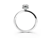 Hidden Halo Engagement Ring Setting for Emerald Cut Center with Plain Band and Tall Prong Head in Sterling Silver