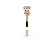Solitaire Engagement Ring Setting for Round Cut Center with Crossover Accents and Prong Head in Yellow Gold