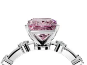 Solitaire Engagement Ring Setting for Fancy Pink Princess Cut Center with Bezel Station Band and Prong Head in Platinum