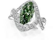 Halo Engagement Ring Setting for Fancy Green Marquise Center with Pave Infinity Twist Band and Prong Head in Sterling Silver