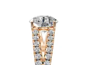 Solitaire Engagement Ring Setting for Round Cut Center with Pave Split Shank and Prong Head in Rose Gold