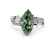 Solitaire Engagement Ring Setting for Fancy Green Marquise Center with Pave and Plain Crossover Band and Prong Head in Platinum