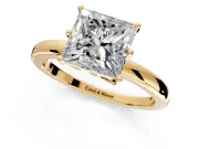 Solitaire Engagement Ring Setting for Princess Cut Center with Plain Band and Tulip Prong Head in Yellow Gold