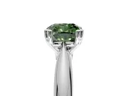 Solitaire Engagement Ring Setting for Fancy Green Cushion Cut Center with Reverse Tapered Band and Prong Head in Sterling Silver