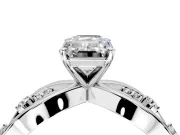 Solitaire Engagement Ring Setting for Emerald Cut Center with Criss-Cross Accent Band and Prong Head in Platinum