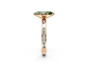 Solitaire Engagement Ring Setting for Fancy Green Marquise Center with Channel Baguette Band and Prong Head in Rose Gold