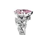 Solitaire Engagement Ring Setting for Fancy Pink Pear-Shaped Center with Marquise Accent Twist Band and Prong Head in Sterling Silver