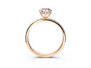 Hidden Halo Engagement Ring Setting for Fancy Pink Pear-Shaped Center with Pave Band and Prong Head in Rose Gold