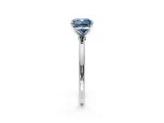 Solitaire Engagement Ring Setting for Fancy Blue Cushion Cut Center with Straight Thin Band and Prong Head in White Gold