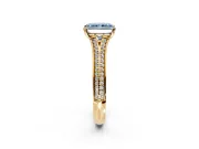 Solitaire Engagement Ring Setting for Fancy Blue Radiant Cut Center with Pave Rail Split Shank and Prong Head in Yellow Gold