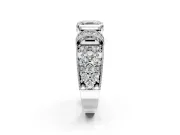 Pave Engagement Ring Setting for Asscher Cut Center with Curved Accent Rows, Openwork and Prong Head in Platinum